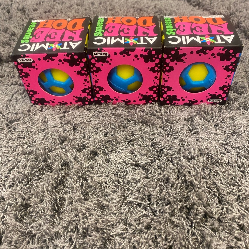 Atomic Needoh Squeeze-Blue/Yellow-Set of 3-Authentic
